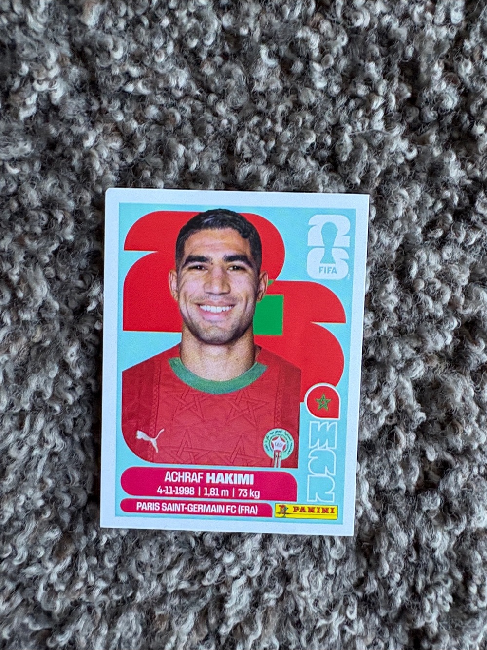 Panini Sticker - Red and Green Achraf Hakimi Portrait